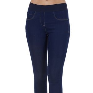 High Waisted (Pull On) Dark Blue Jeggings
